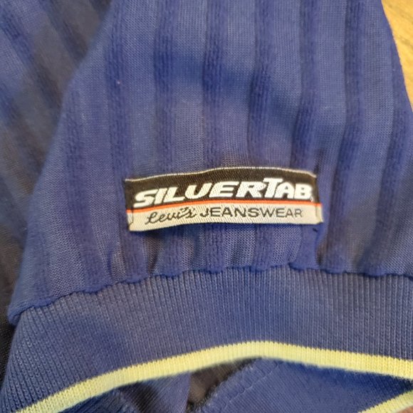 Vintage Levi's Silver Tab Navy Blue Button Golf Shirt Men's Large Retro - Picture 4 of 5